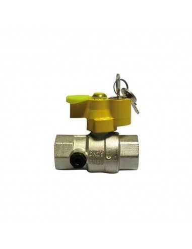 VALVOLA SFERA GAS SQUADRA FF BOCCHETT 3/4X1" PRESA PRESSIONE E SERRATURA xxxx D=44