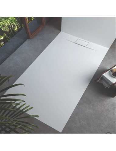 Piatto Doccia QUARE Radiance 100x80X3,0 bianco FINITURA ARDESIA con griglia e piletta in tinta