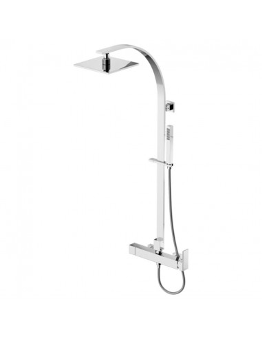 Miscelatore esterno doccia, completo di colonna doccia con soffione 250 x 250 mm interamente in ottone, ispezionabile e antic.